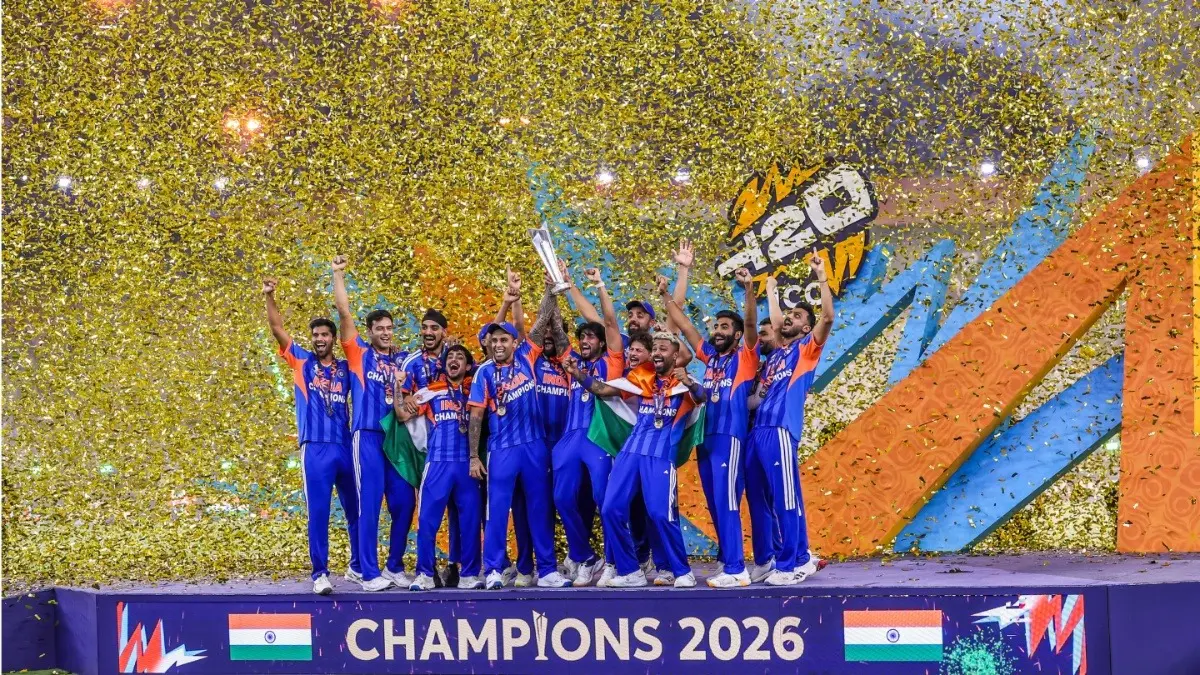 BCCI Honours India's 5 World Cup-Winning Teams At Naman Awards 2026 Team India celebrate after winning the T20 Cricket World Cup 2026 at Narendra Modi Stadium