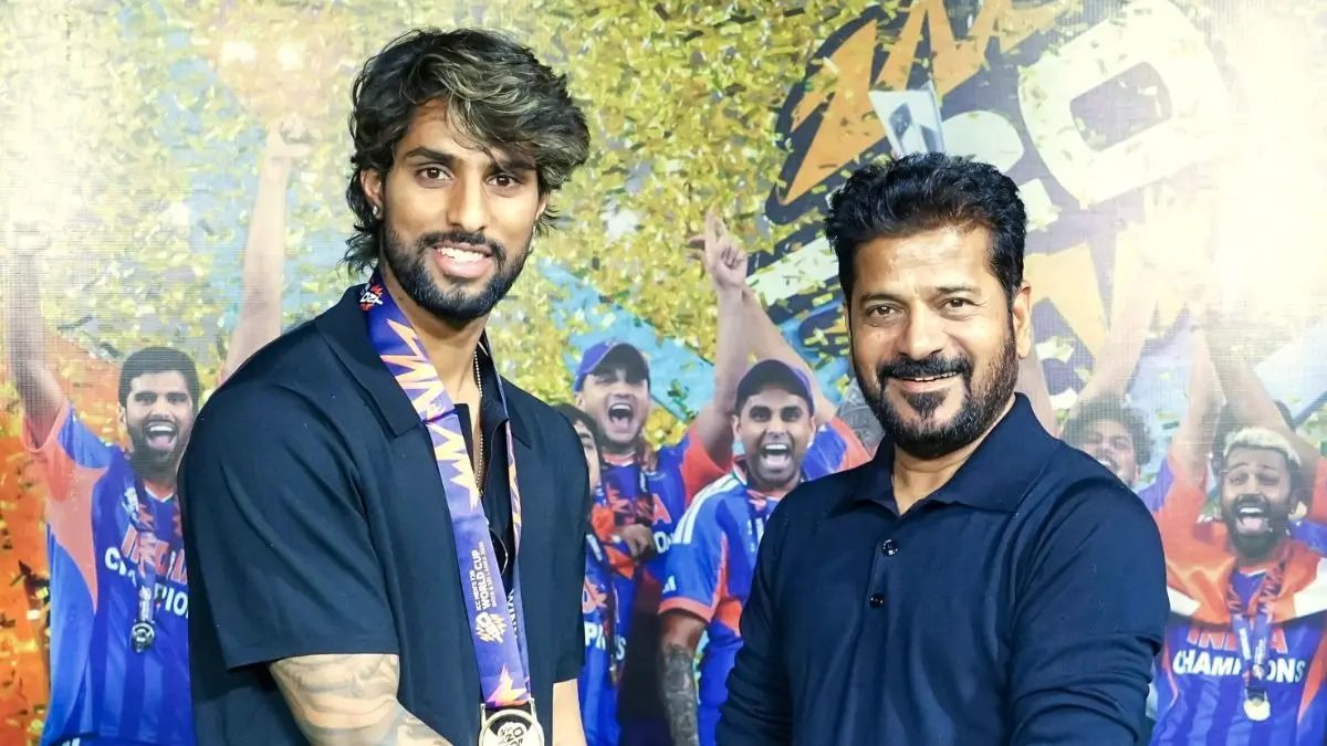 Telangana CM Revanth Reddy Felicitates Tilak Varma After India's Historic T20WC Win Telangana CM Revanth Reddy felicitates Tilak Varma after India's historic T20WC win