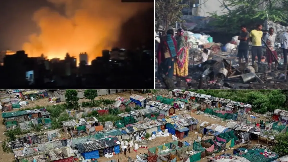 Delhi: उत्तम नगर की मछली मार्केट के पास भीषण आग का तांडव, 400 झुग्गियां जलकर खाक, कई परिवार हुए बेघर दिल्ली के उत्तम नगर में मटियाला इलाके की मछली मंडी के पास भीषण आग लगी, 300-400 झुग्गियां जलकर खाक