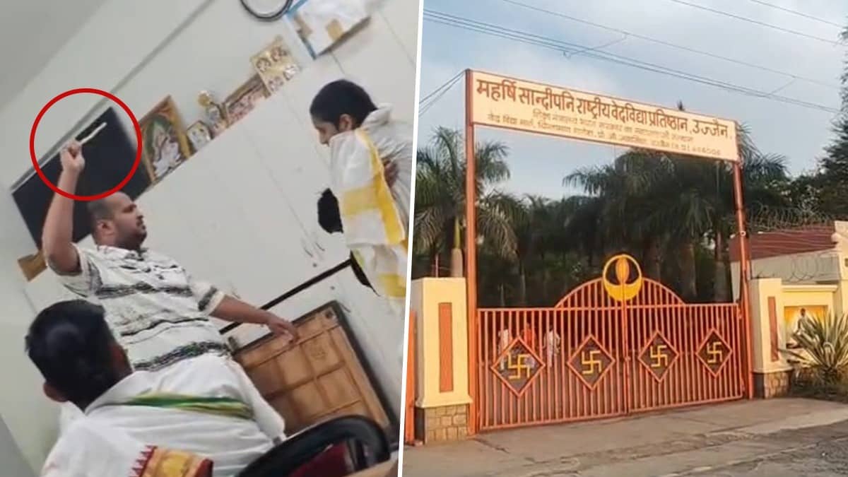 Ujjain Horror: Warden Thrashes Student For Sleeping In Another's Bed at Vedic Institution, Disturbing Video Surfaces