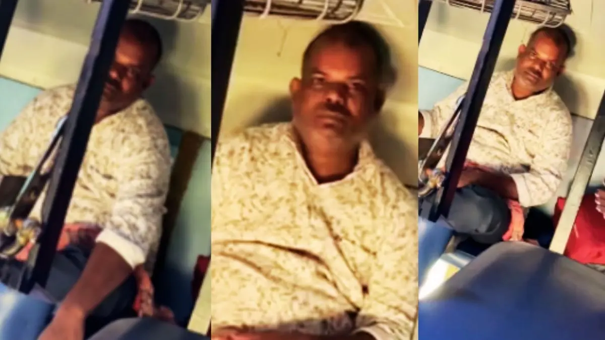 VIDEO: अधेड़ की हरकत से परेशान हुई लड़की, बगल की अपर कोच से लगातार लगा घूरने; फिर जो हुआ... वो VIRAL है Viral Video