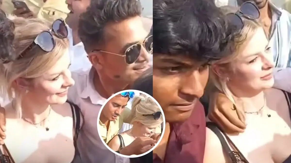 गोरी मैम को किया टच, बार-बार गर्दन पर हाथ फेरा... जयपुर में विदेशी महिला के साथ 'घटियापन' की हदें पार, VIDEO Viral Video