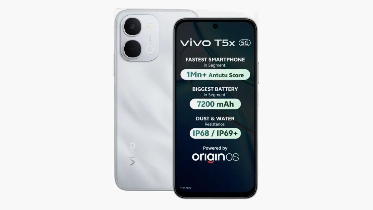 Vivo T5x 5G Launched in India With 7,200mAh Battery, Dimensity 7400 Turbo: Price Starts at ₹18,999 vivo