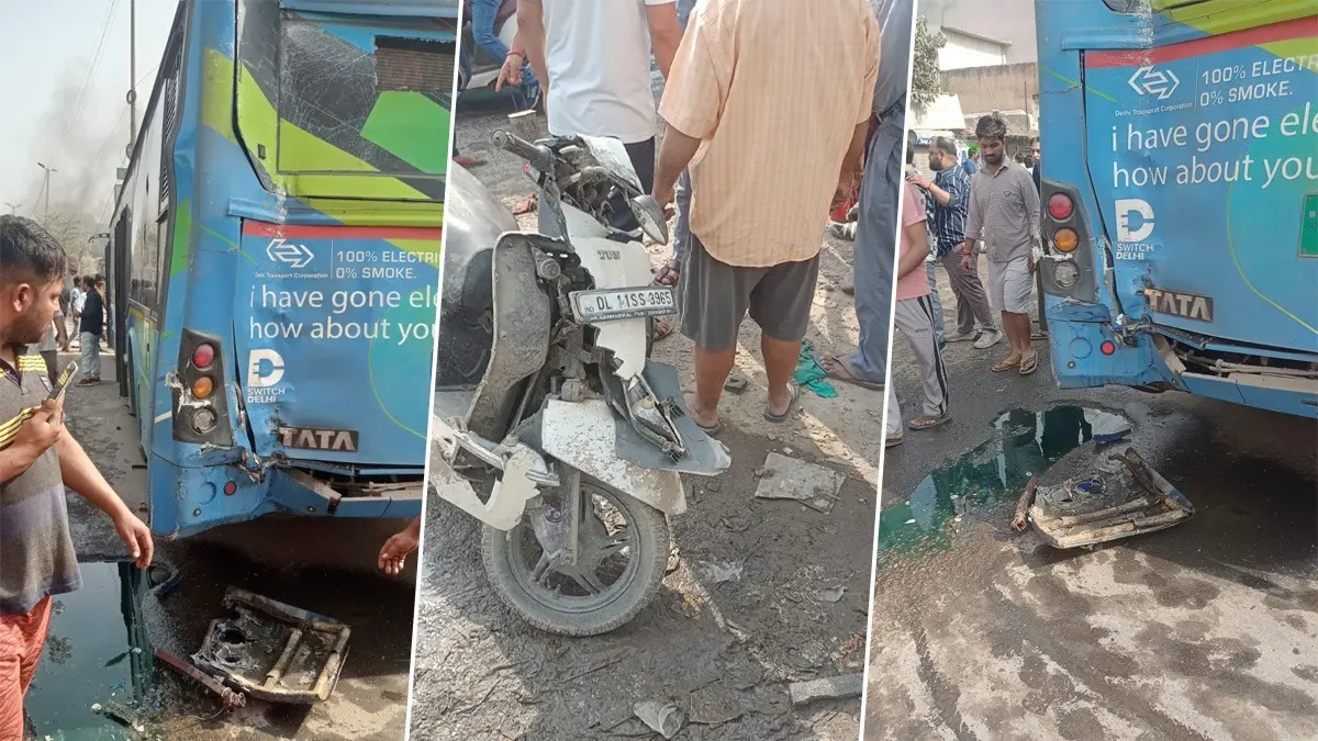 Two Dead As DTC Bus Mows Down Scooter Rider In Delhi's Nangloi, Angry Locals Torch Vehicle X