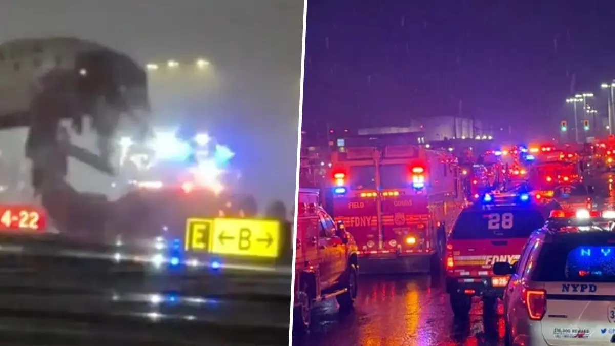BREAKING | Air Canada Plane Collides With Fire Truck At New York's LaGuardia Airport; Injuries Reported x