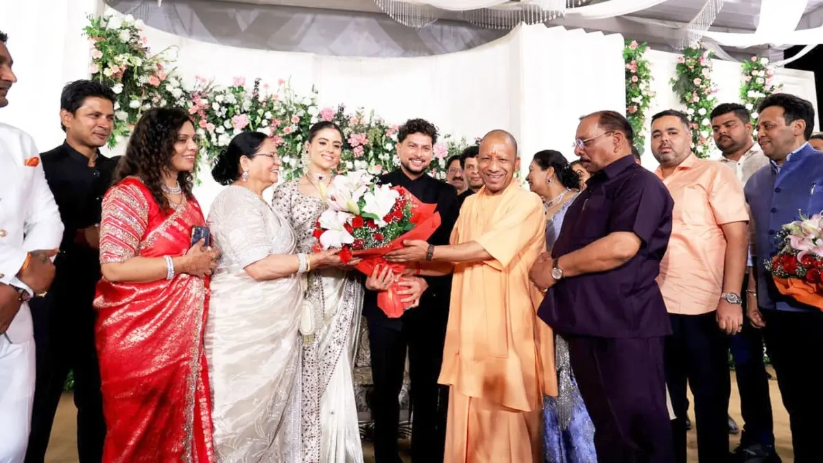 UP CM Yogi Adityanath Attends Kuldeep Yadav's Wedding Reception In Lucknow Yogi Adityanath attends Kuldeep Yadav's wedding reception in Lucknow