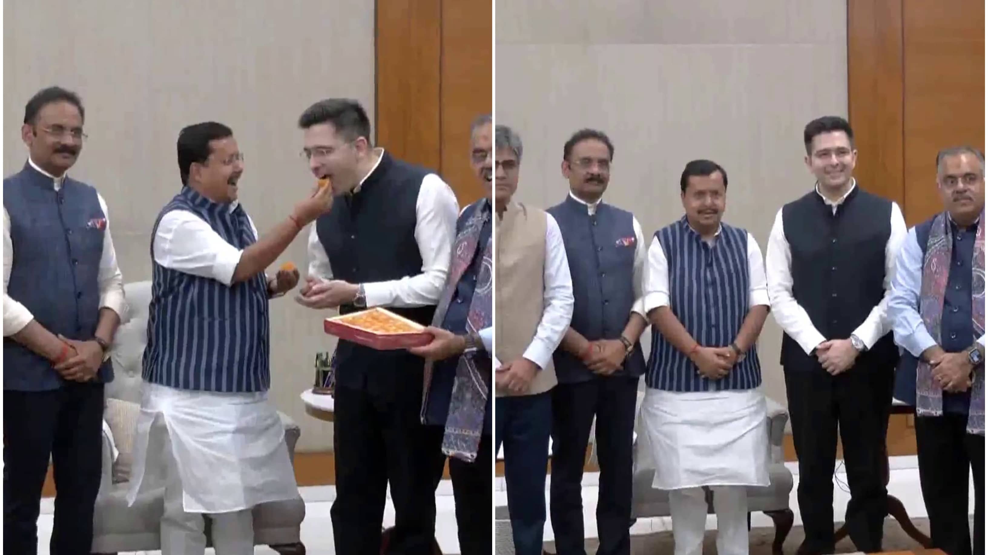 AAP Rebel MPs Formally Join BJP, Welcomed With Flowers & Sweets At Delhi Headquarters