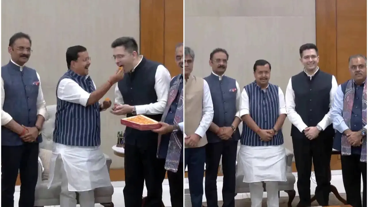 नितिन नवीन ने खिलाया लड्डू, बीजेपी मुख्यालय में गूंजे नारे... AAP को छोड़कर राघव चड्ढा, संदीप पाठक और अशोक मित्तल BJP में हुए शामिल AAP Rebel MPs Formally Join BJP, Welcomed With Flowers & Sweets At Delhi Headquarters