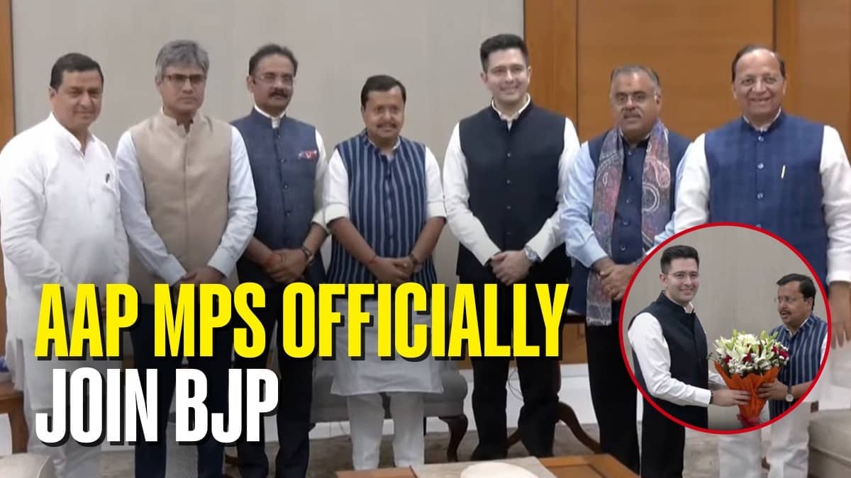 AAP Rebel MPs Formally Join BJP, Welcomed With Flowers & Sweets At Delhi Headquarters