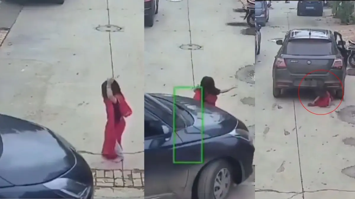 VIRAL: जाको राखे साइयां मार सके ना कोई... सड़क पर खेल रही थी बच्ची, अचानक चढ़ गई कार फिर हुआ चमत्कार, VIDEO देख खड़े हो जाएंगे रोंगटे ahmedabad-noblenagar-minor-driving car-3-year-old girl-accident-miracle-escape-viral-video