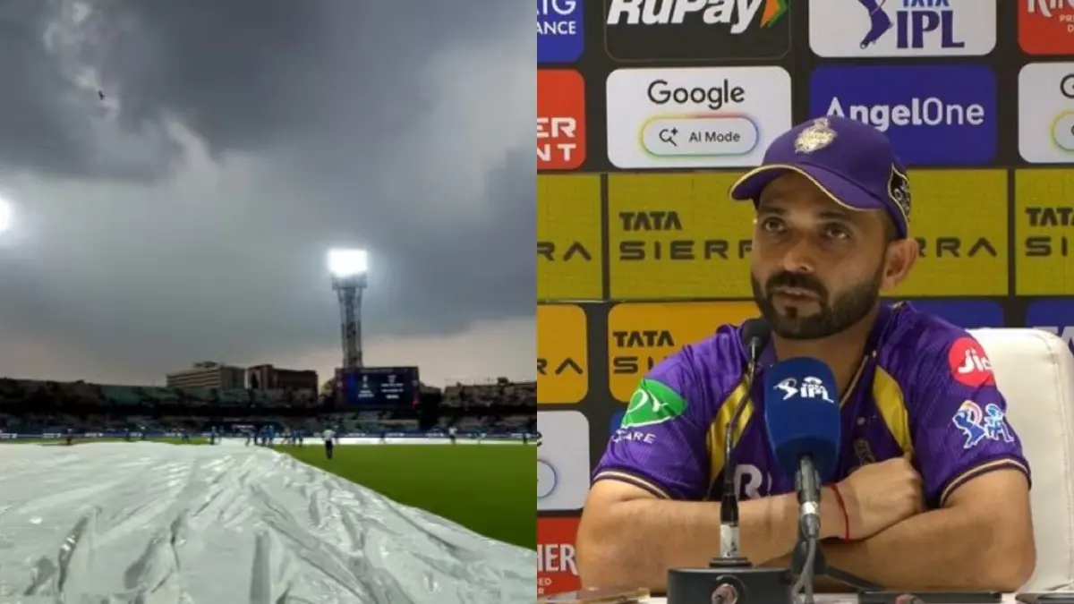 Rain Saves Ajinkya Rahane The Blushes After Schoolboy Toss Blunder During KKR's IPL 2026 Match vs PBKS Ajinkya Rahane