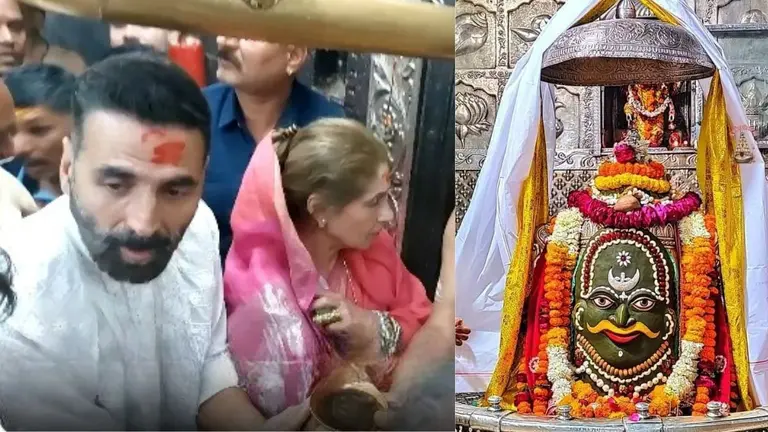 Akshay Kumar: 'भूत बंगला' की रिलीज से पहले महाकाल के दरबार पहुंचे अक्षय कुमार, सास संग की पूजा-अर्चना- VIDEO akshay kumar visits mahakaleshwa temple Ujjain with mother in law dimple Kapadia ahead of bhooth bangla release