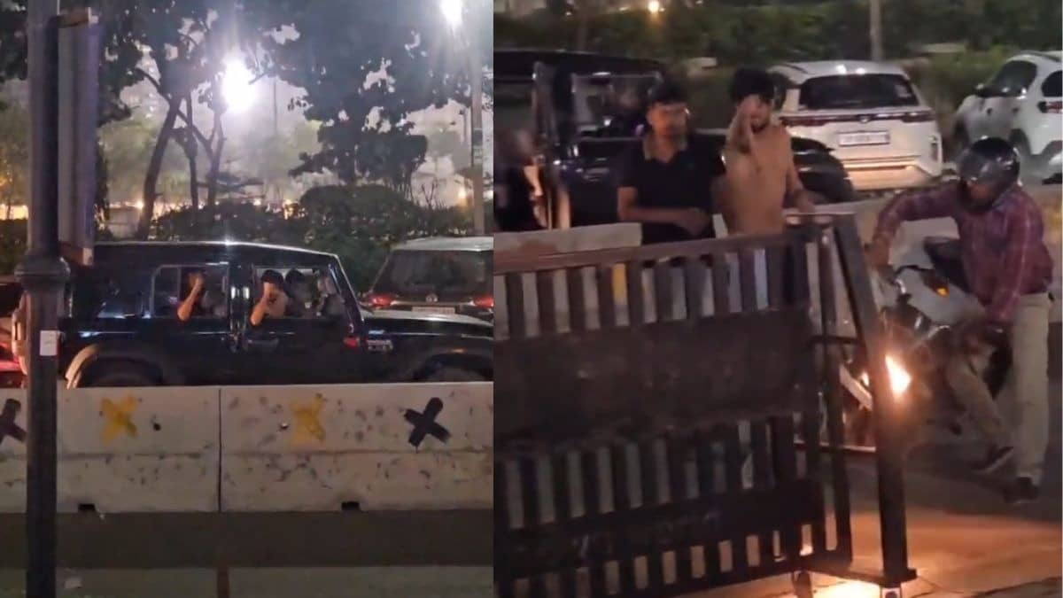 'Always a Thar': Drunk Men in Noida Halt Car in Middle of Road Then Crash Into Bike | WATCH