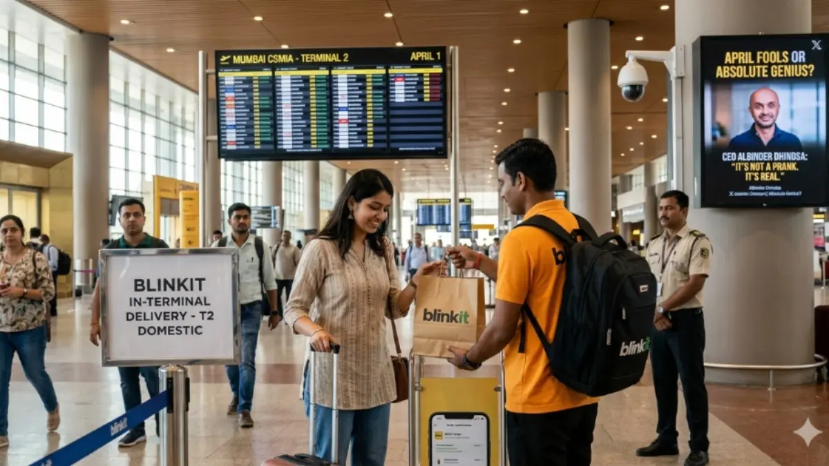 April Fools or Absolute Genius? Blinkit’s Mumbai Airport Launch Leaves Internet Guessing. Check What CEO Albinder Dhindsa Said April Fools or Absolute Genius? Blinkit’s Mumbai Airport Launch Leaves Internet Guessing. Check What CEO Albinder Dhindsa Said