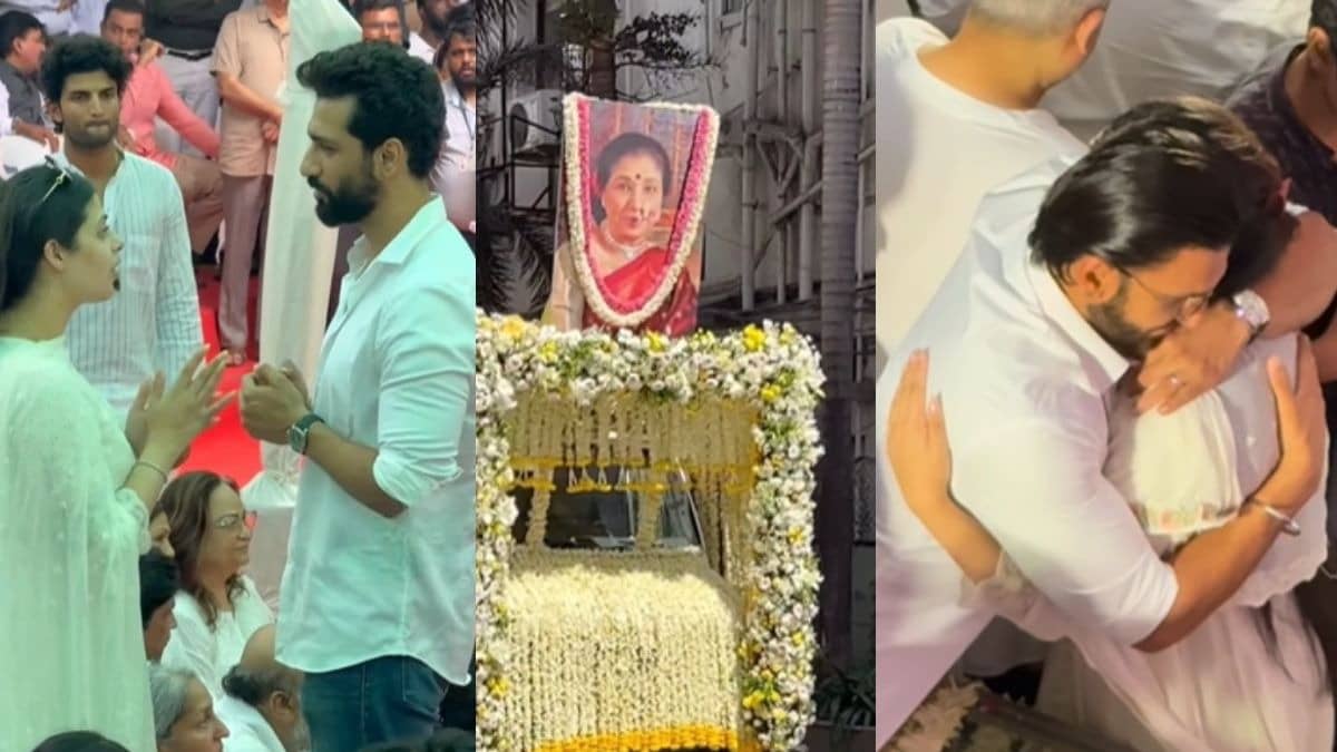 asha Bhosle passes away death Bollywood celebrities ranveer singh Sachin Tendulkar Vicky Kaushal politicians and others last rites video