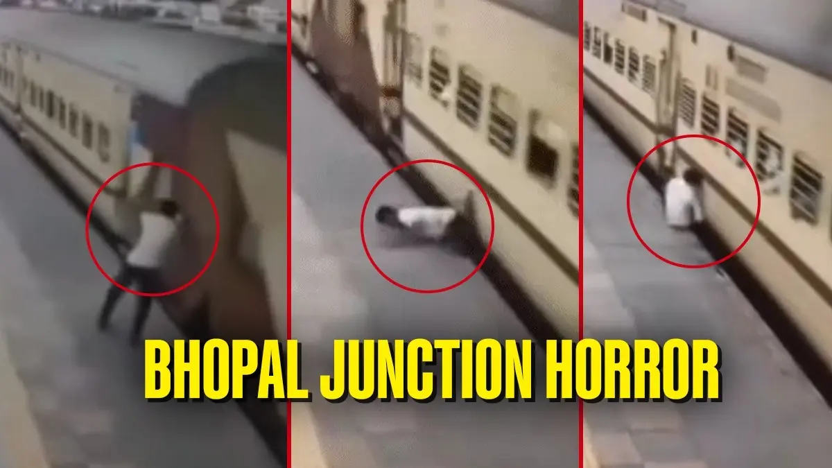 Bhopal Junction Horror: Youth Spun Repeatedly Under Train, Mishap Captured on CCTV Bhopal Station Mishap: Youth Spun Repeatedly Under Train, Horror Captured on CCTV