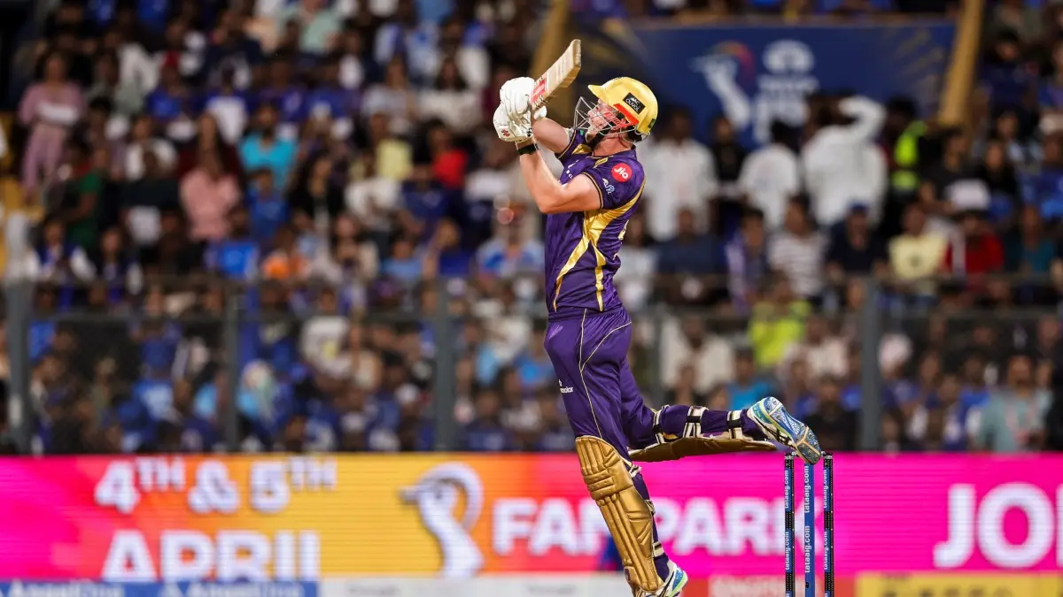 KKR Strongest Predicted XI vs SRH: WIll Cameron Green Retain His Place? Cameron Green plays a shot