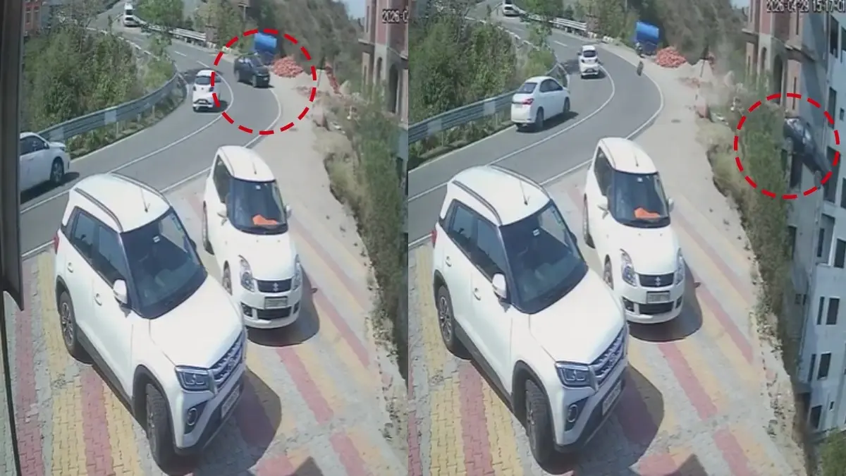 Speeding Car Fails To Turn At Sharp Bend On Mountainous Road, Plunges Into Deep Gorge | Watch Speeding Car Fails To Turn At Sharp Bend On Mountainous Road, Plunges Into Deep Gorge | Watch