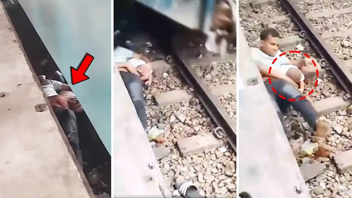 Caught On Camera: Heroic Father Miraculously Saves Son By Shielding Him From Speeding Train In Bangladesh | WATCH
