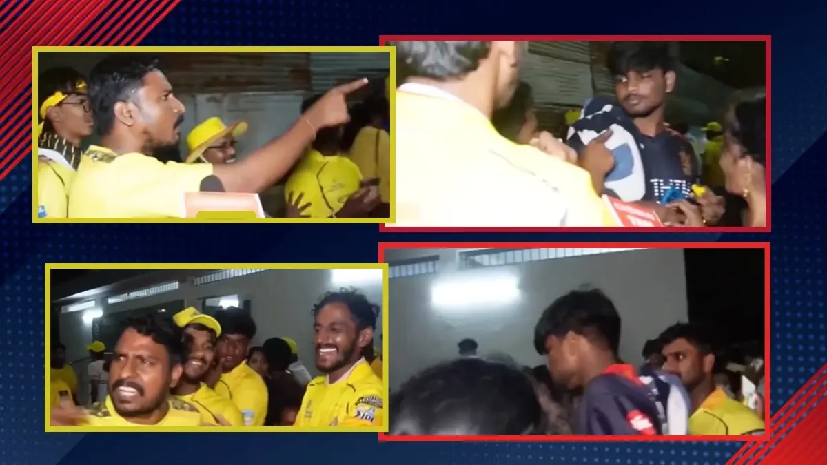 WATCH | Fan Fight in IPL 2026; Heartbroken CSK Supporter Vents Anger on Random RCB Counterpart Following Loss vs GT CSK Fan Fight, IPL 2026