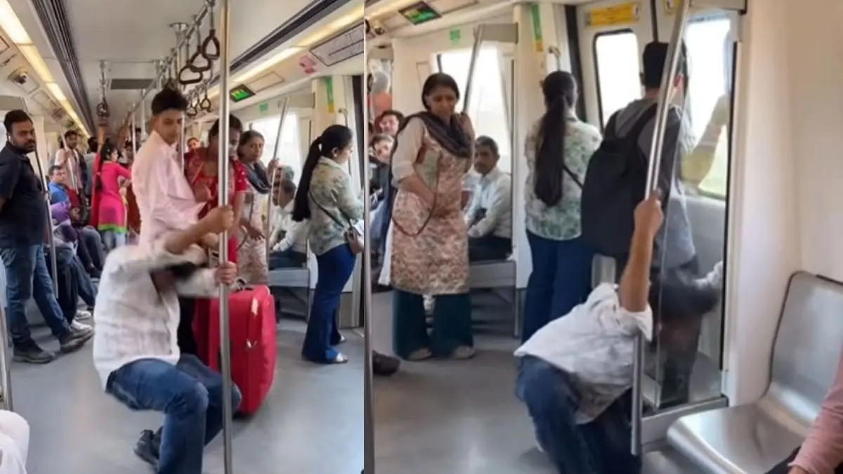 Delhi Metro Viral Video: युवक पर अचानक सवार हो गया भूत... बंदर की तरह उछल-उछल कर करने लगा डांस, सीट छोड़कर भागने लगे लोग फिर... Delhi Metro Viral Video