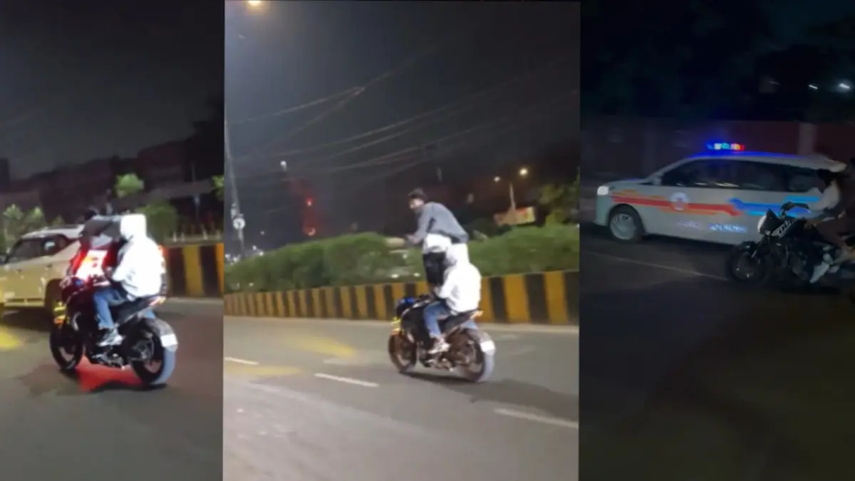 बीच सड़क पुलिस की गाड़ी के आगे की स्टंटबाजी, दिल्ली पुलिस ने एक मिनट में निकाल दी हेकड़ी, चालान देख आई अक्ल ठिकाने: VIDEO Delhi Police