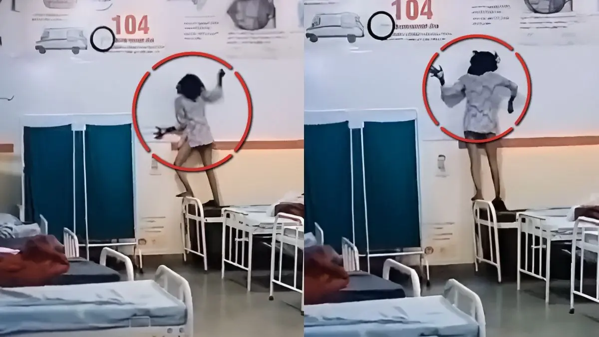 इलाज के दौरान 'मकड़ी' की तरह दीवार पर चढ़ने लगी 14 साल की बच्ची, खौफनाक आवाजों से दहला पूरा अस्पताल; VIDEO वायरल girl strange behavior hospital Viral Video
