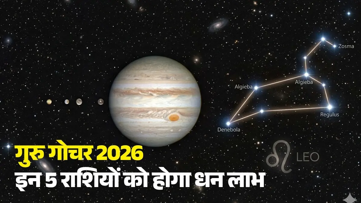 Guru Gochar 2026: जल्द देवगुरु बृहस्पति करेंगे कर्क राशि में गोचर, इन 5 राशियों को करियर, पैसा और व्यापार में होगा जबरदस्त लाभ Guru Gochar 2026