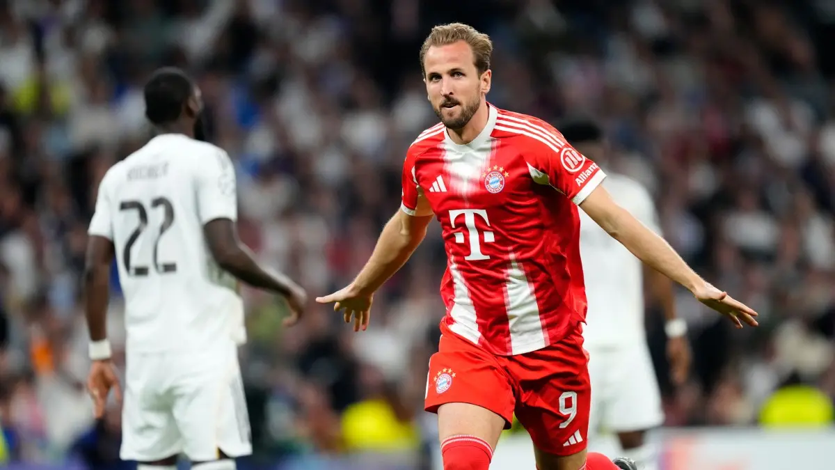 Harry Kane Leads Bayern Munich To 2-1 Win Over Real Madrid In 1st Leg Of Champions League Quarterfinals Harry Kane celebrates his goal