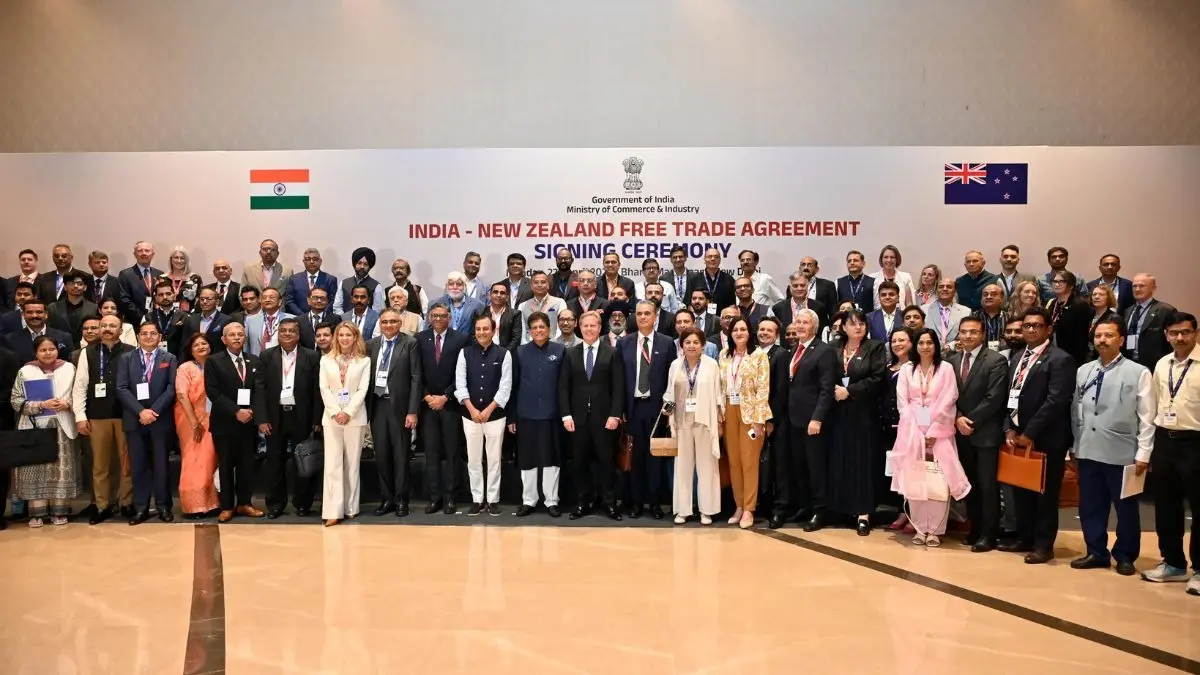 India-New Zealand FTA Signed: What Gets Cheaper for You and How the ‘Red Lines’ Protect Farmers Piyush Goyal and Todd McClay signing the India-New Zealand FTA at Bharat Mandapam, New Delhi.