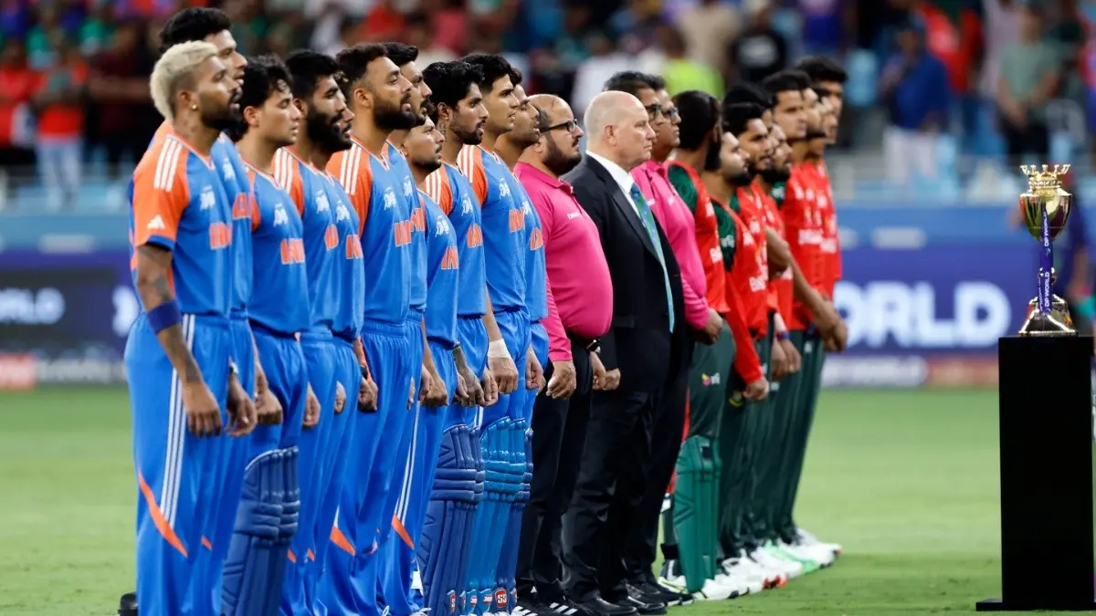 BCB Appeals To BCCI To Revive Cricketing Ties, Aims To Restore Bilateral Series: Report Indian and Bangladeshi players stand for the national anthem during Asia Cup 2025 match