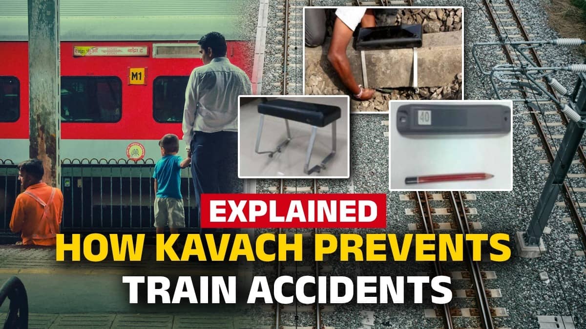 Indian Railways Kavach system technology preventing train accidents with automatic braking system