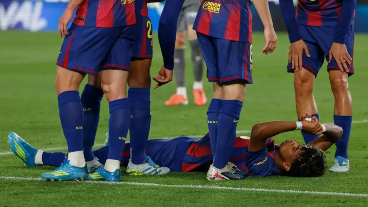 Lamine Yamal Set To Miss Rest Of FC Barcelona's Season, Spaniard Likely To Be Fit For FIFA World Cup 2026 Lamine Yamal lies on the pitch in pain after sustaining injury