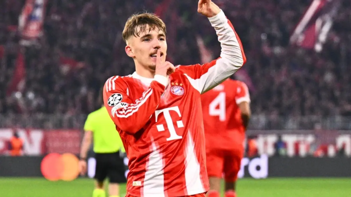 Bayern Munich Suffer Injury Jolt As Young Star Lennart Karl Ruled Out Against Real Madrid Lennart Karl celebrating after scoring a goal