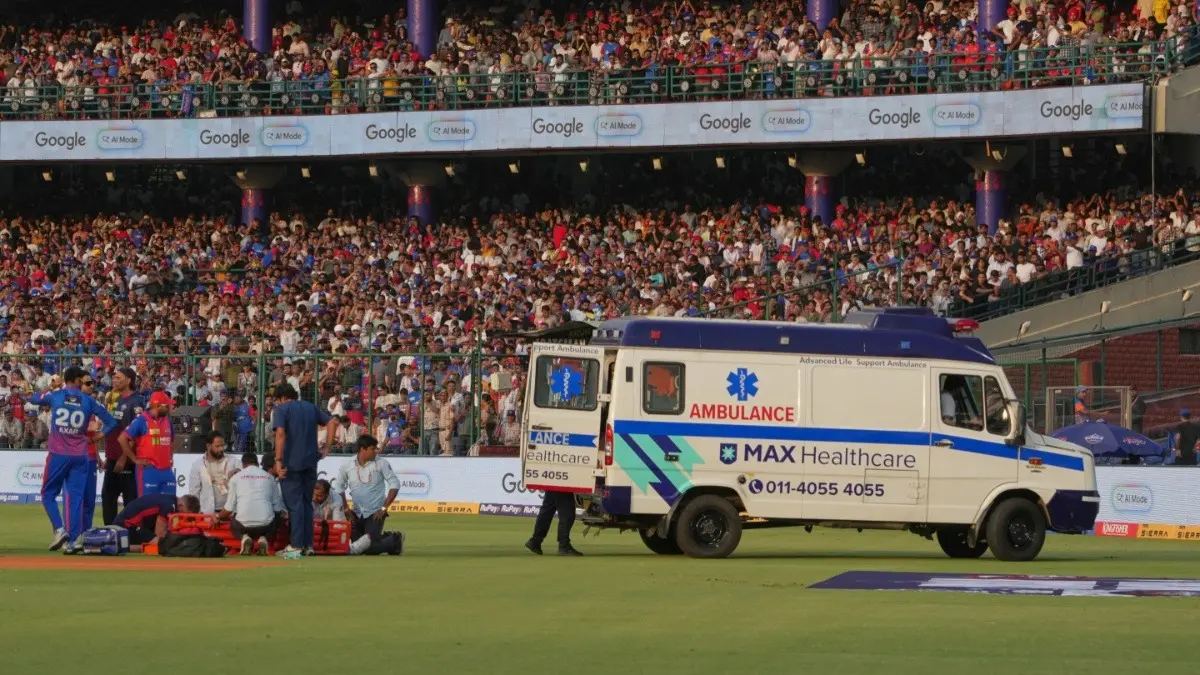 IPL 2026: Lungi Ngidi Hospitalised After Sustaining Head Injury During DC vs PBKS Clash Medics look at Lungi Ngidi after he was injured during DC vs PBKS clash
