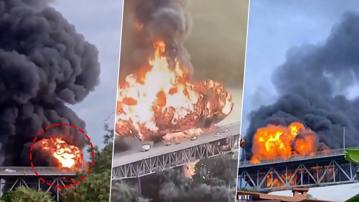 आसमान में आग का समंदर, पनामा कैनाल पर एक पल में तबाही! ब्रिज पर कारें दौड़ रही थीं, तभी नीचे फटा तेल का टैंकर- VIDEO