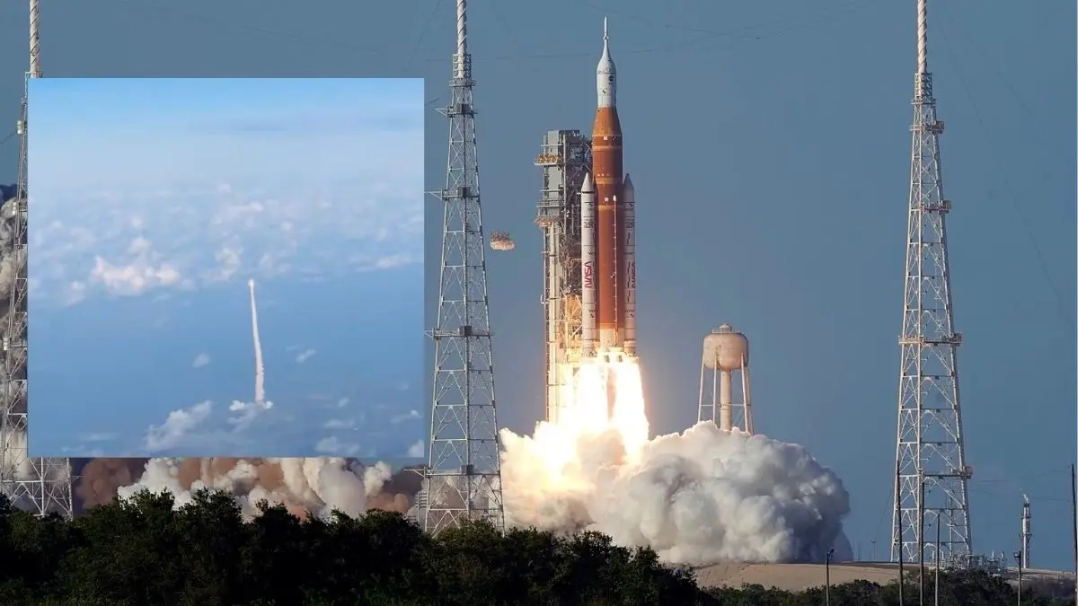 Passenger Captures Rare Mid-Flight View of Artemis II Launch Above the Clouds | WATCH Passenger Captures Rare Mid-Flight View of Artemis II Launch Above the Clouds | WATCH