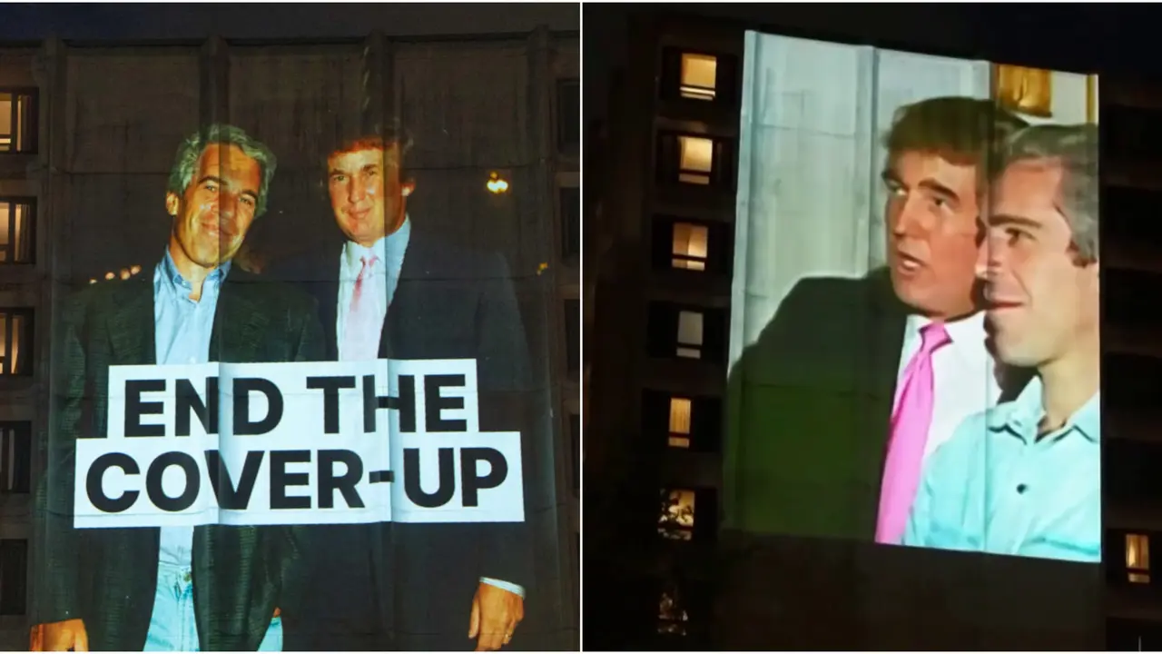 Pics, Video Of Trump-Epstein Projected On Washington Hilton Hotel Before US President's Gala Dinner Pics, Video Of Trump-Epstein Projected On Washington Hilton Hotel Before US President's Gala Dinner