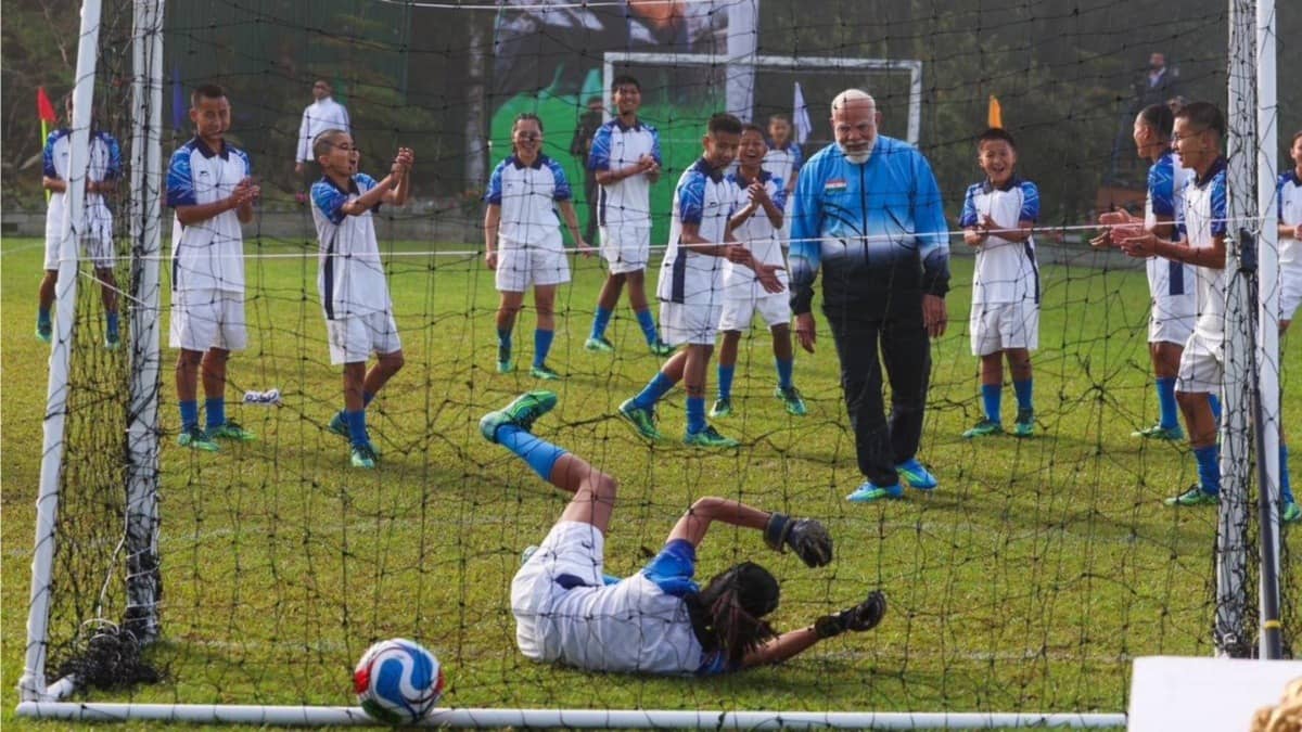 PM Modi plays football in Gangtok