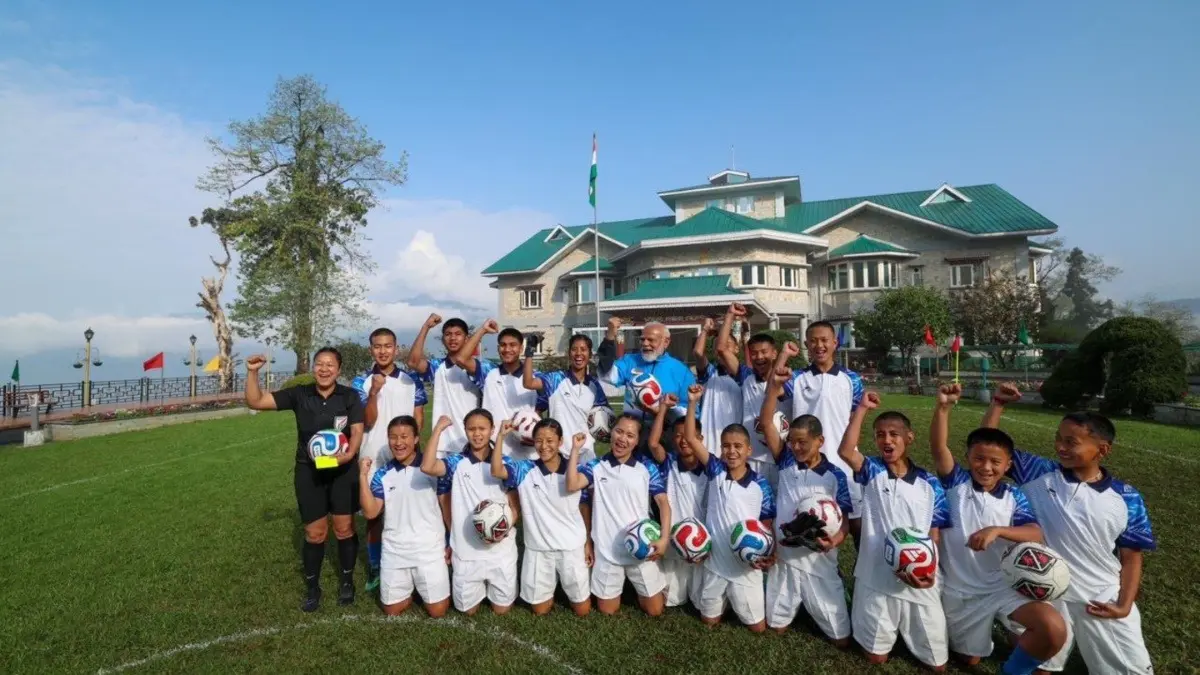 AIFF President Kalyan Chaubey Highlights Inspirational Impact Of PM Modi’s Visit To Sikkim: 'Many Children Will Connect To The Sport' PM Narendra Modi plays football in Sikkim