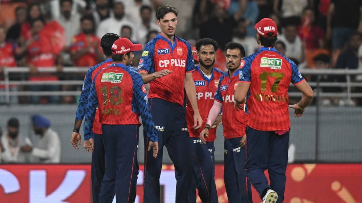 Punjab Kings players celebrating after taking a wicket vs LSG in IPL 2026