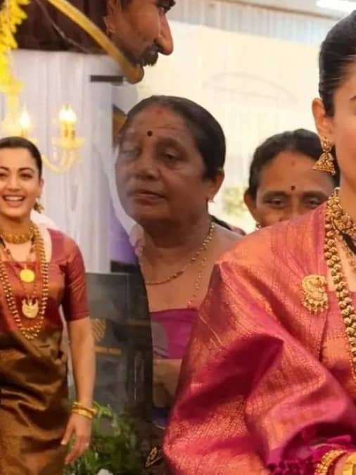 Rashmika Mandanna Embodies Her Heritage, Dons Kanjiveram Saree With Kodagu Drape At Coorg Reception