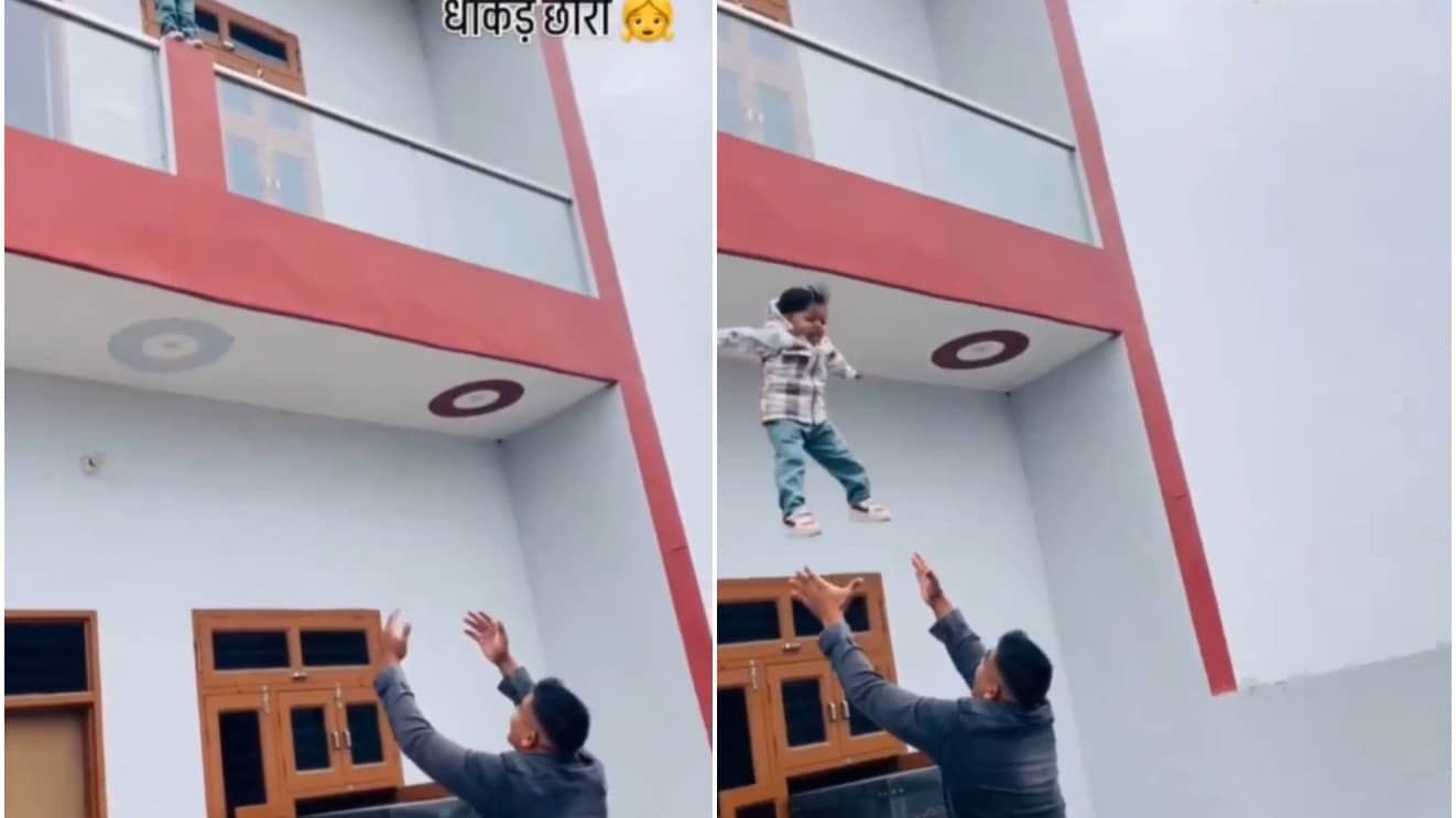 Reel Craze: 'Foolish' Father Makes Little Girl Jump Off Roof For Insta Video
