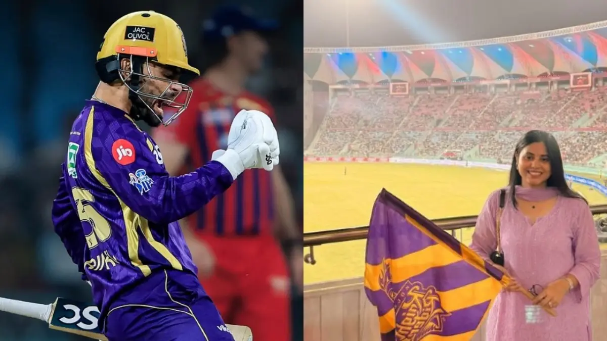 WATCH | Rinku Singh's Wife Cheers Wildly as KKR Star Smashes 4 Sixes in an Over vs LSG in IPL 2026; Video Goes VIRAL Rinku Singh, Priya Saroj