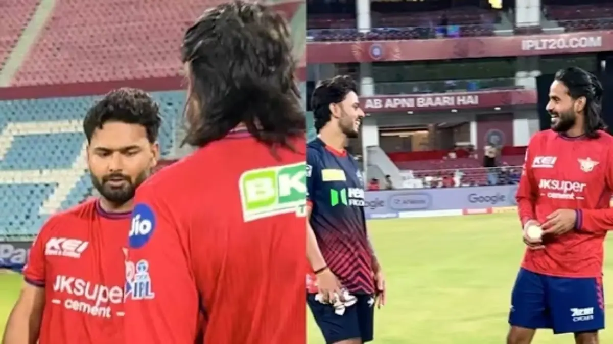 WATCH | Rishabh Pant Ends Animosity Between Nitish Rana-Digvesh Rathi Ahead of LSG vs DC IPL 2026 Match: ‘Bas ho Gaya’ Rishabh Pant, Nitish Rana, Digvesh Rathi, IPL 2026