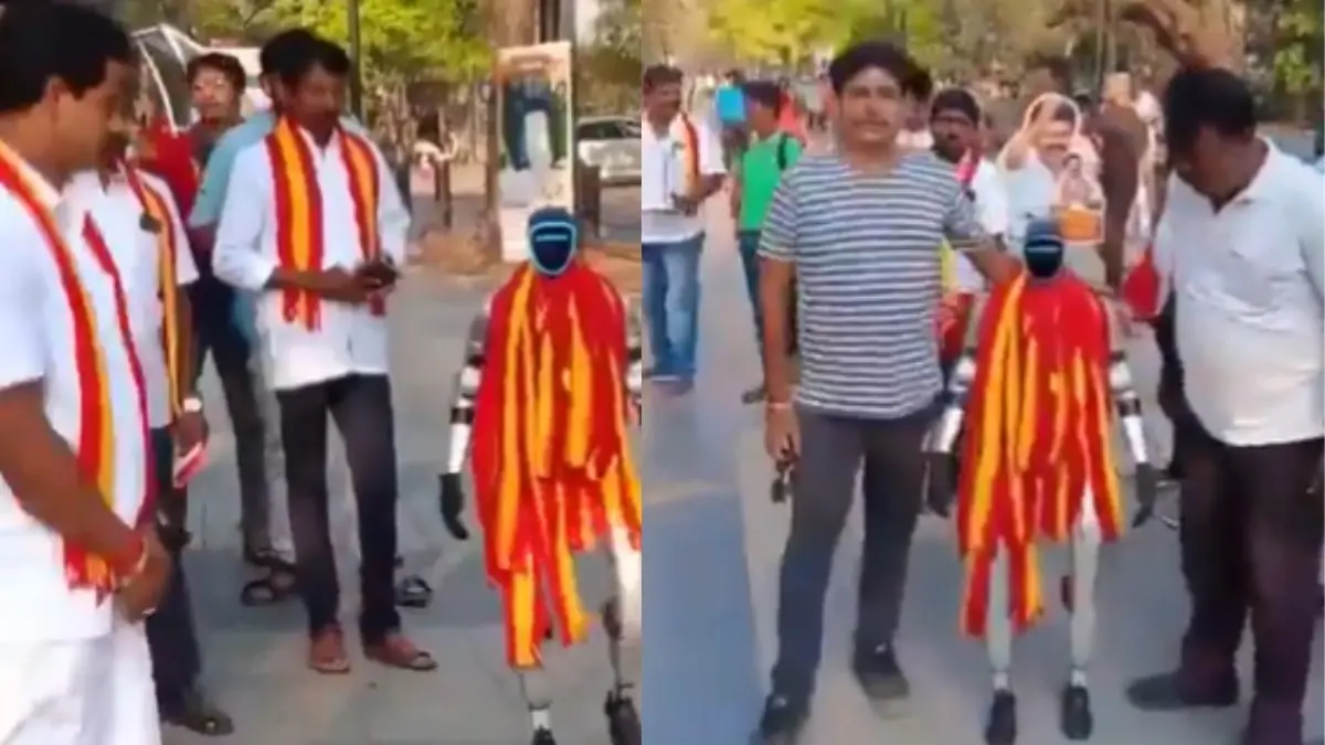 After Vijay's 3D Hologram, TVK's Robot Steals The Spotlight In Coimbatore Campaign | Watch After Vijay's 3D Hologram, TVK's Robot Steals The Spotlight In Coimbatore Campaign | Watch