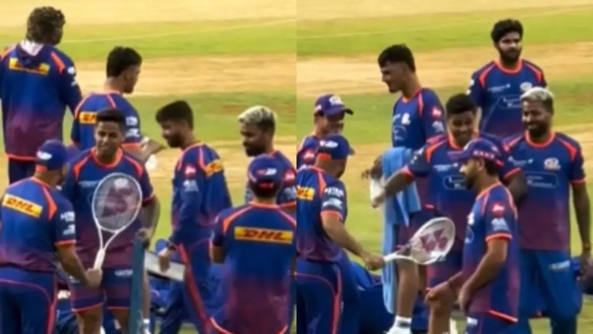 WATCH | Rohit Sharma, Suryakumar Yadav Playfully Emulate Roger Federer's Backhand Ahead of GT-MI IPL 2026 Match Rohit Sharma