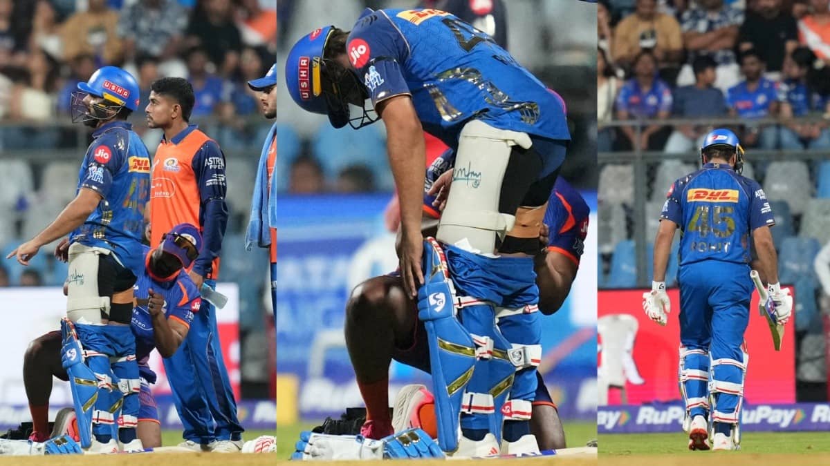 Rohit Sharma taking medical assistance during MI vs RCB clash