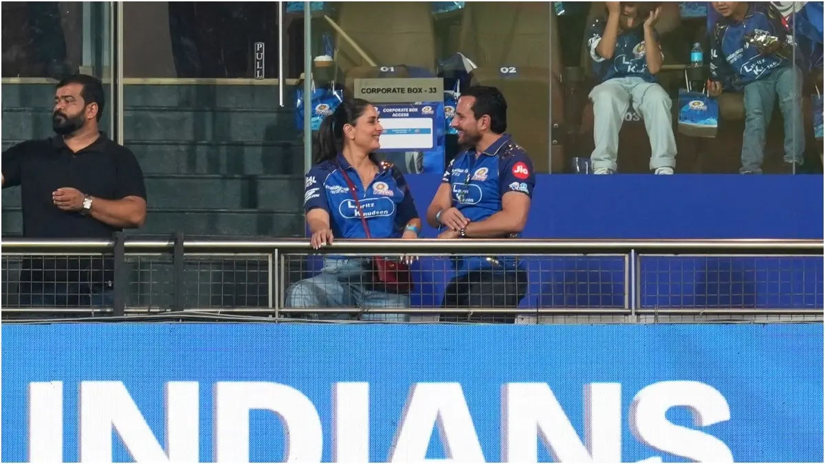 A Saifeena Moment In IPL! Saif Ali Khan And Kareena Kapoor Take A Breather From Tense RCB Vs MI Clash At Wankhede Stadium Saif Ali Khan and Kareena Kapoor at Wankhede Stadium in Mumbai