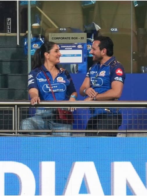 Saif Ali Khan and Kareena Kapoor at Wankhede Stadium in Mumbai
